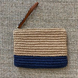 GAP Raffia Colorblock Pouch with Zipper